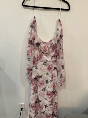 Lovely Day Floral Midi Dress in Rose Pink and White